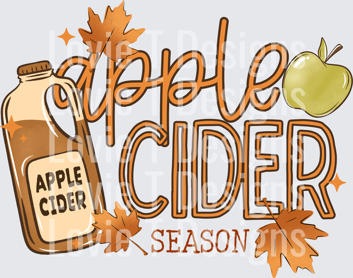 APPLE CIDER SEASON fall DTF transfer design