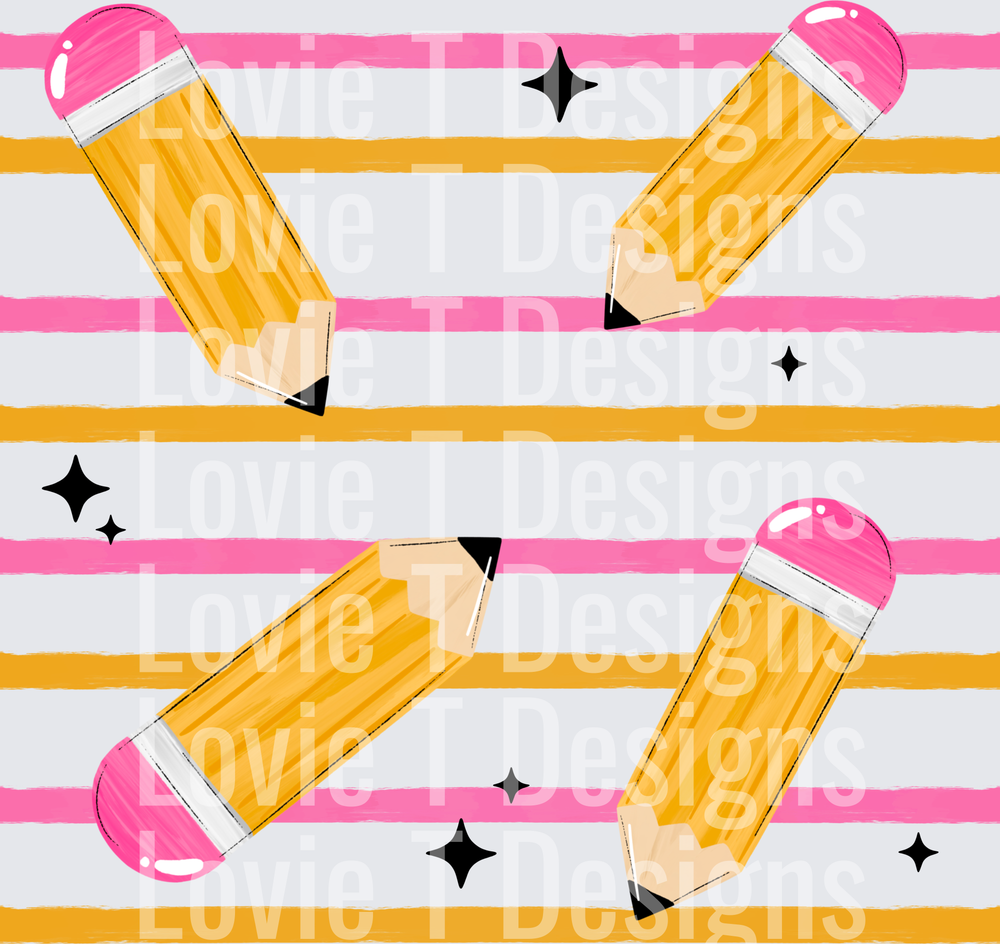 Pencil Stripe back to school DTF transfer design