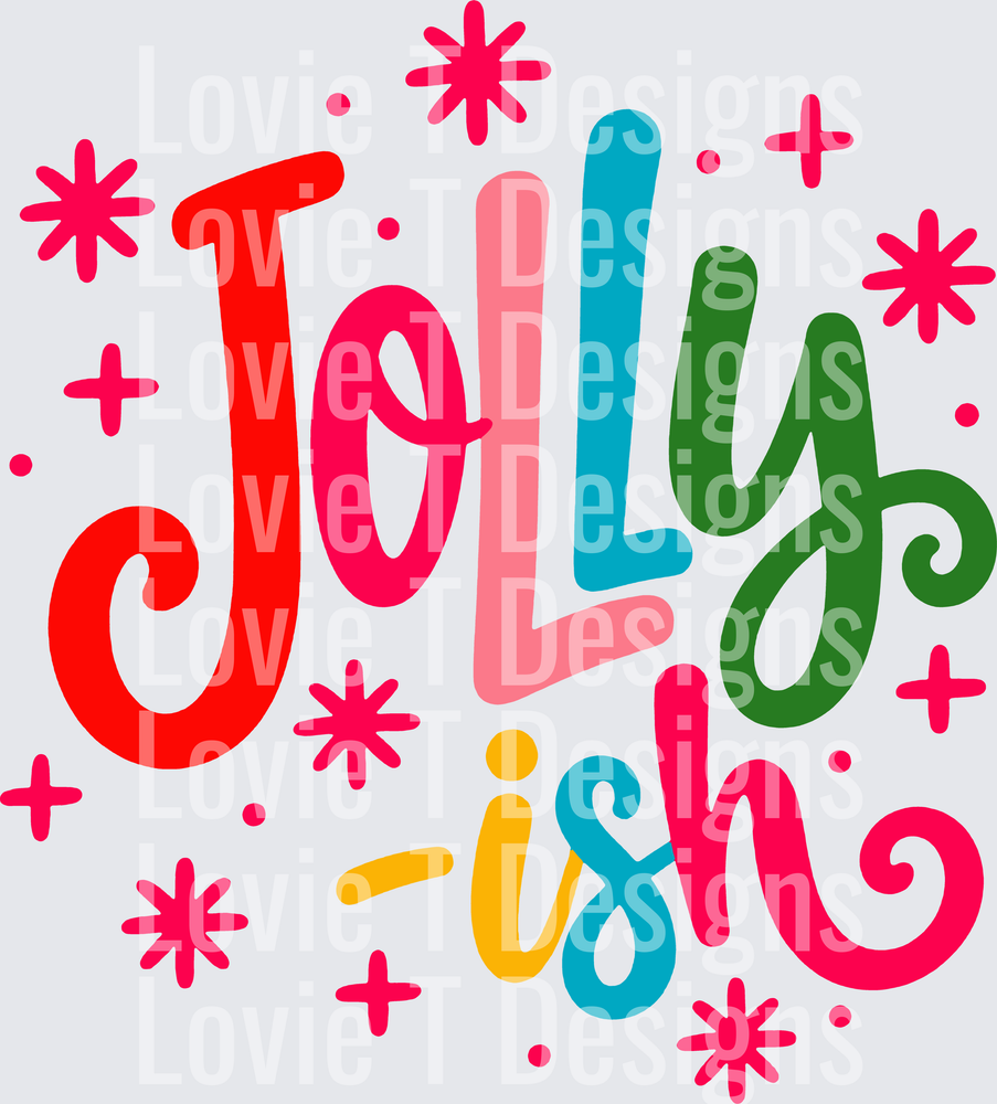 Jolly-ish colorful script Christmas DTF transfer design