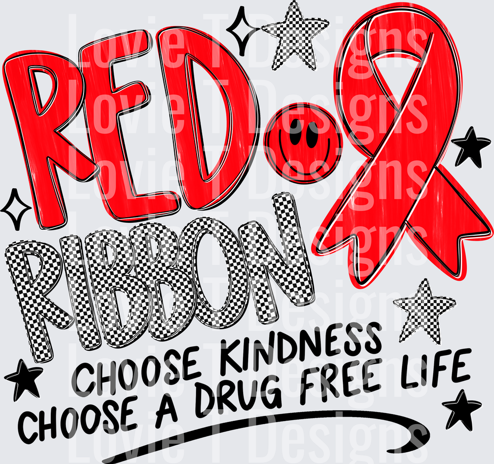 Red Ribbon Choose Kindness DTF transfer