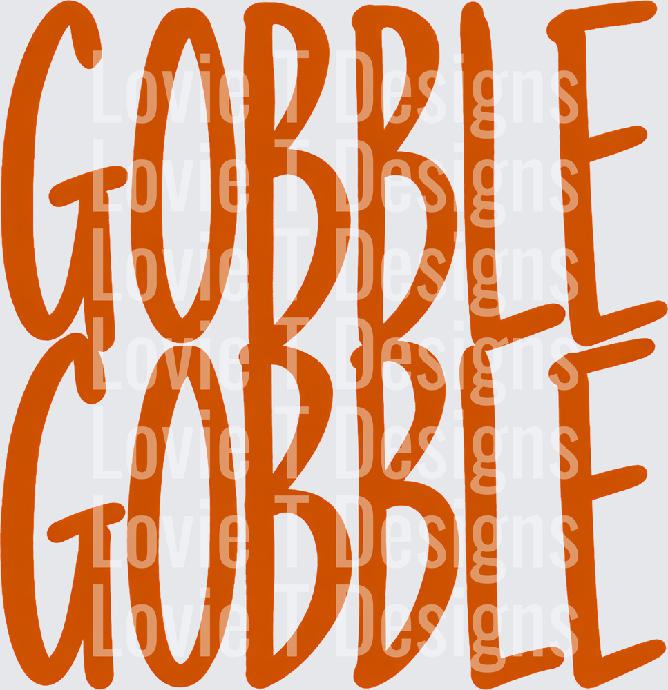 Gobble Gobble orange block letter Thanksgiving DTF transfer design