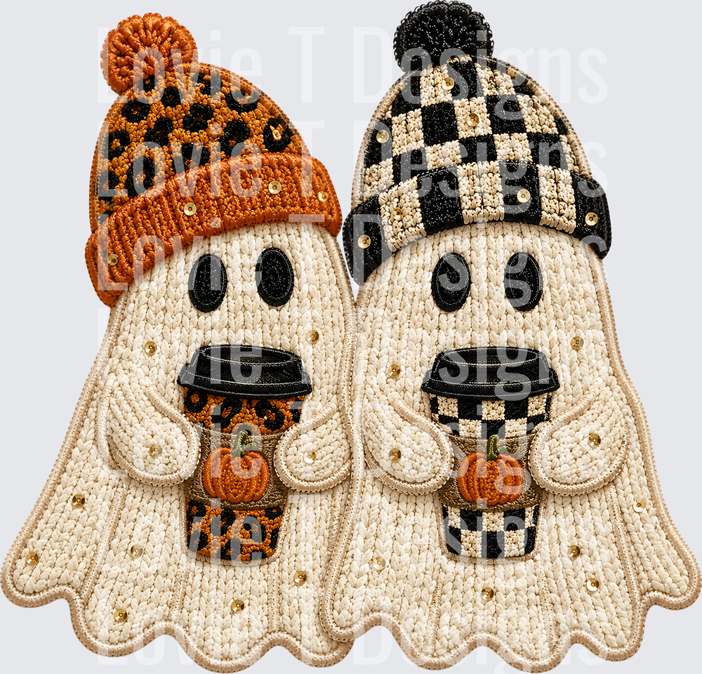 FALL GHOST FAUX EMBROIDERY
