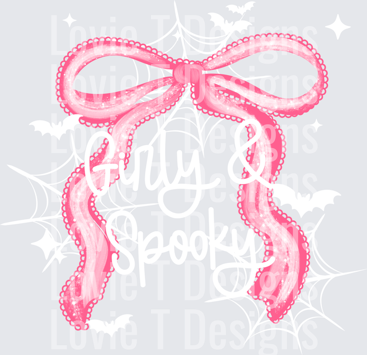 GIRLY SPOOKY WHITE Halloween DTF transfer design