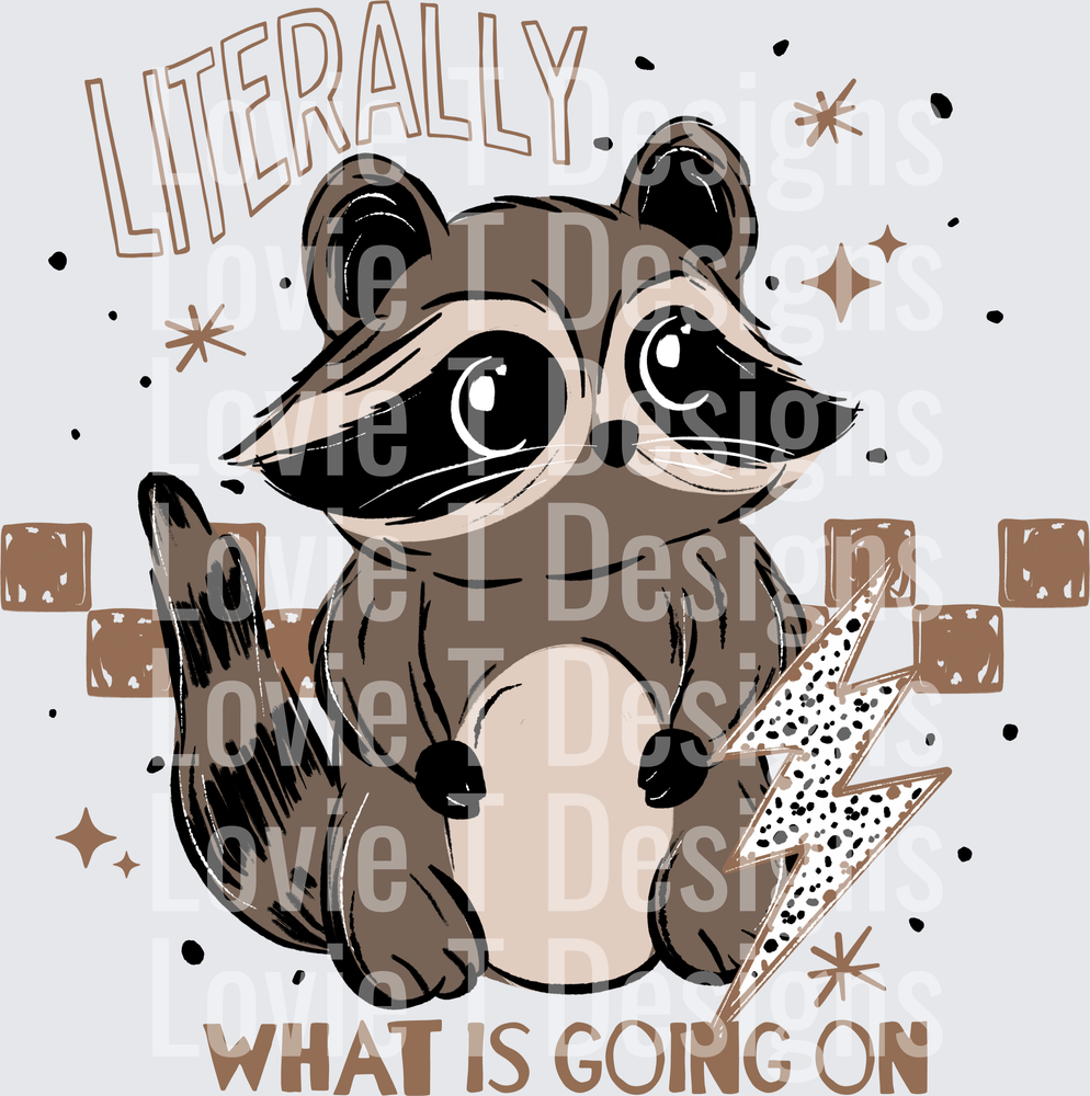 Literally What Is Going On Raccoon (Brown) DTF transfer design