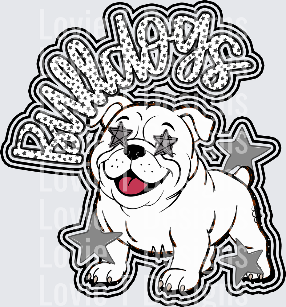BULLDOGS BLACK mascot DTF transfer design