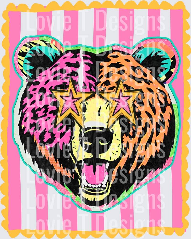 PREPPY MASCOT STRIPES BEAR mascot DTF transfer design