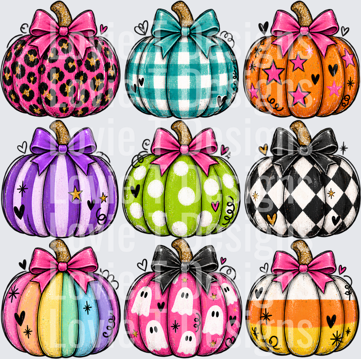 Colorful Pumpkins 2 Fall DTF transfer design