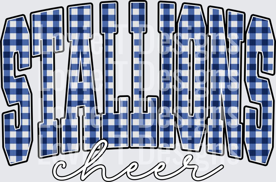 STALLIONS CHEER BLUE GINGHAM