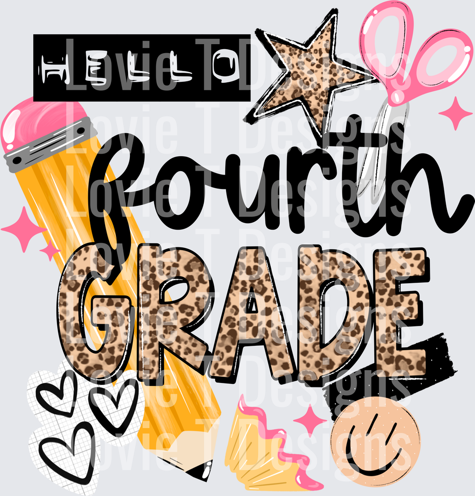 A Hello Fourth back to school DTF transfer design