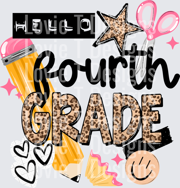 A Hello Fourth back to school DTF transfer design