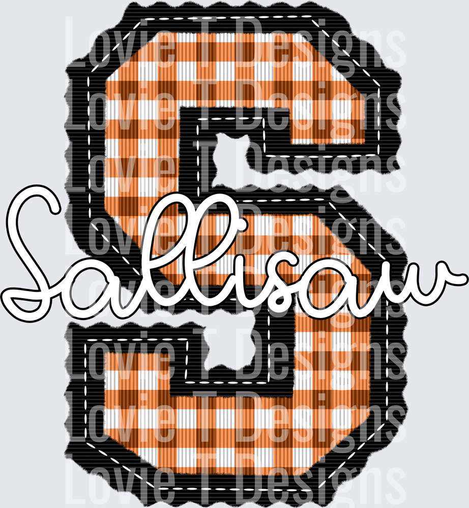SALLISAW BLACK BASE AND ORANGE GINGHAM TOP