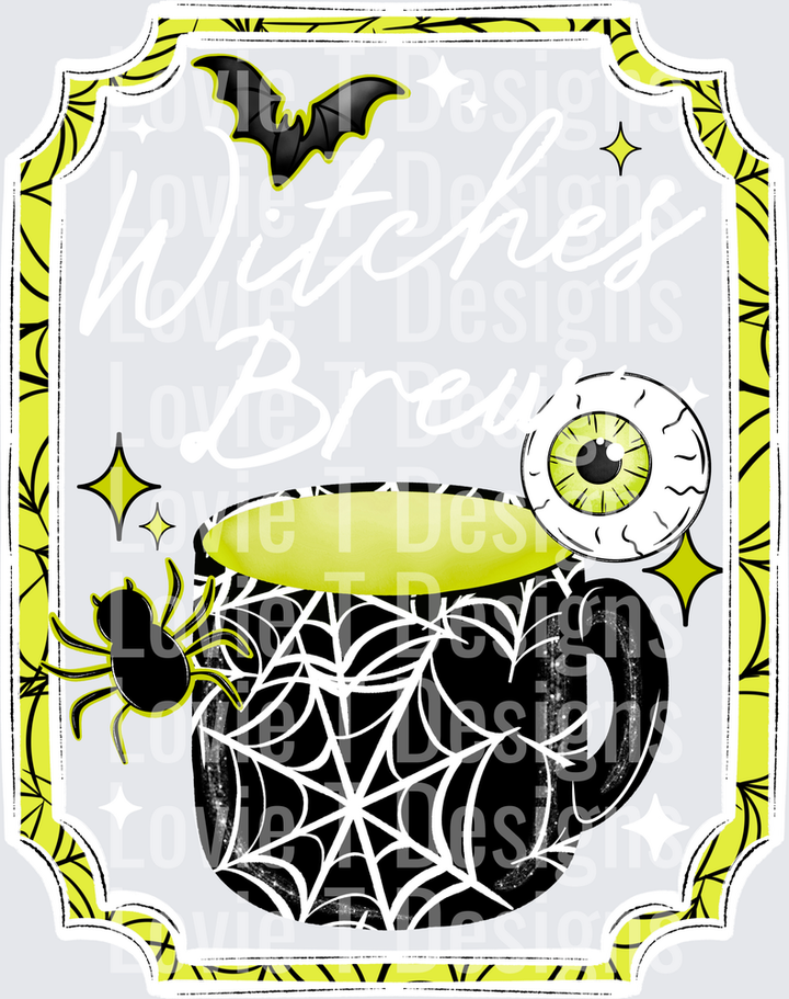 Witches Brew White Halloween DTF transfer design