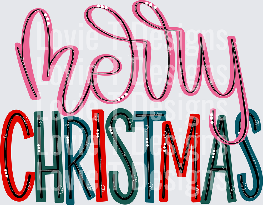 Merry Christmas Pink Script DTF transfer