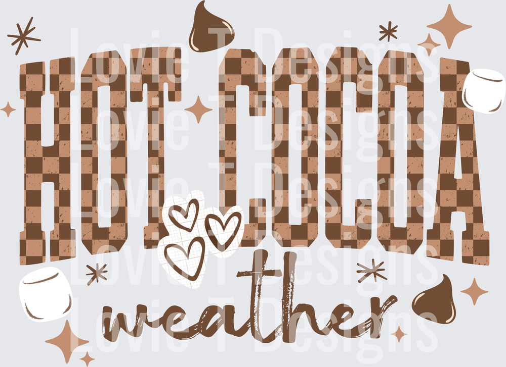 Hot Cocoa Weather Brown Checker DTF transfer design