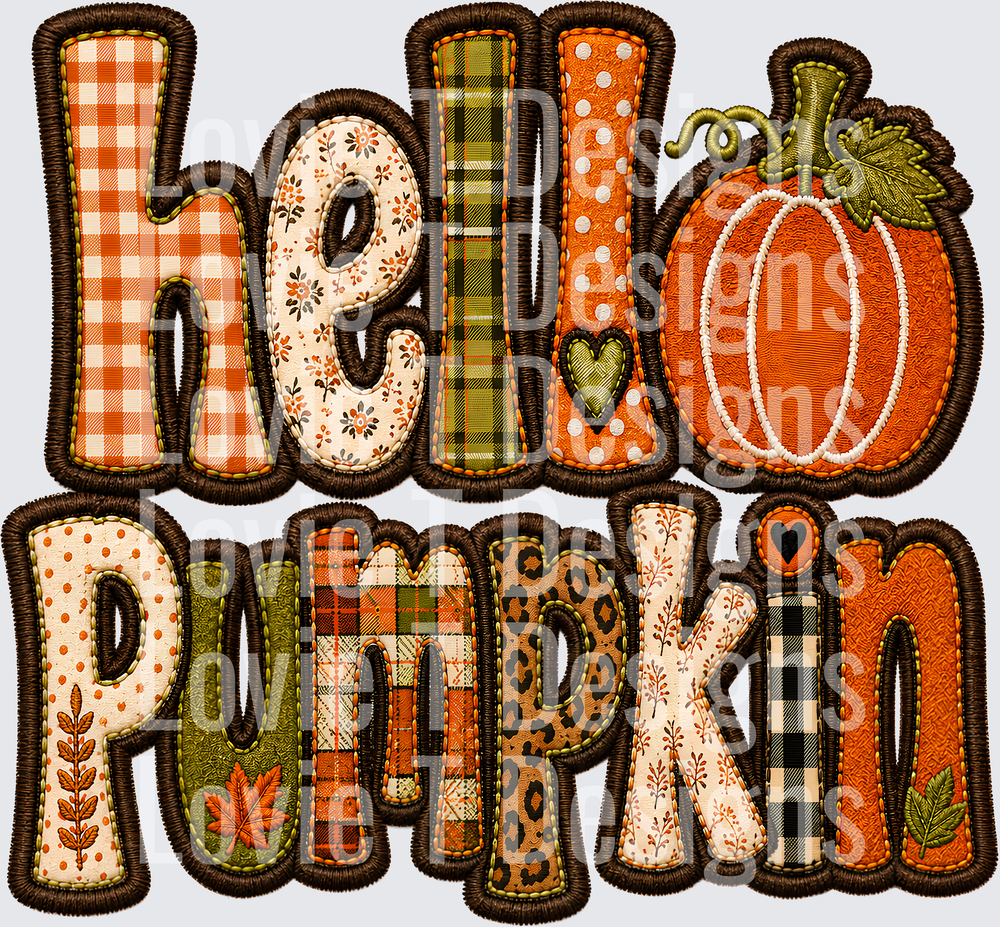 HELLO PUMPKIN FAUX EMBROIDERY