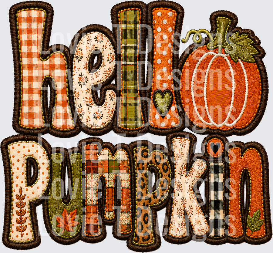 HELLO PUMPKIN FAUX EMBROIDERY