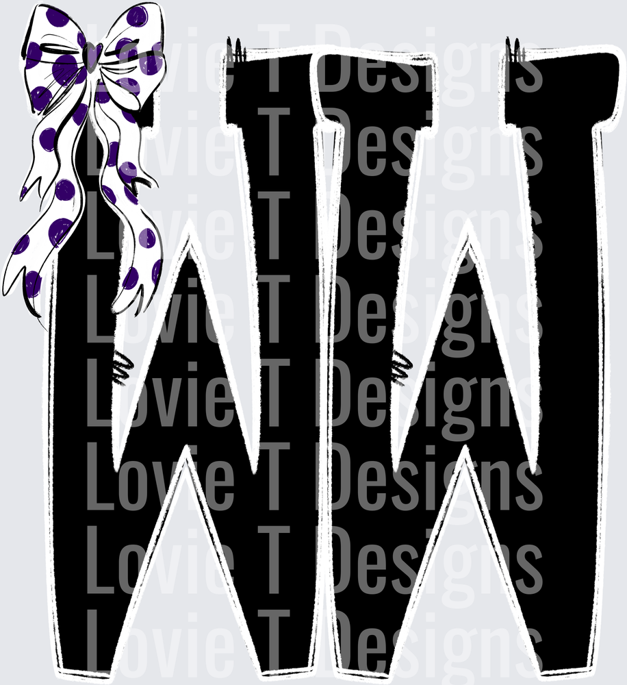 WW BLACK DOTTY PURPLE DOT BOW