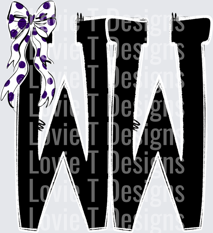 WW BLACK DOTTY PURPLE DOT BOW