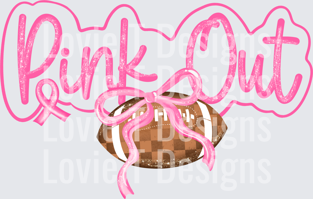 PINK OUT CURSIVE Sports DTF transfer design