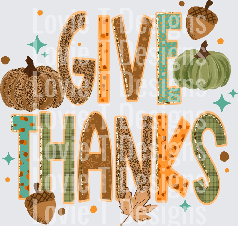 Give Thanks fall DTF transfer design