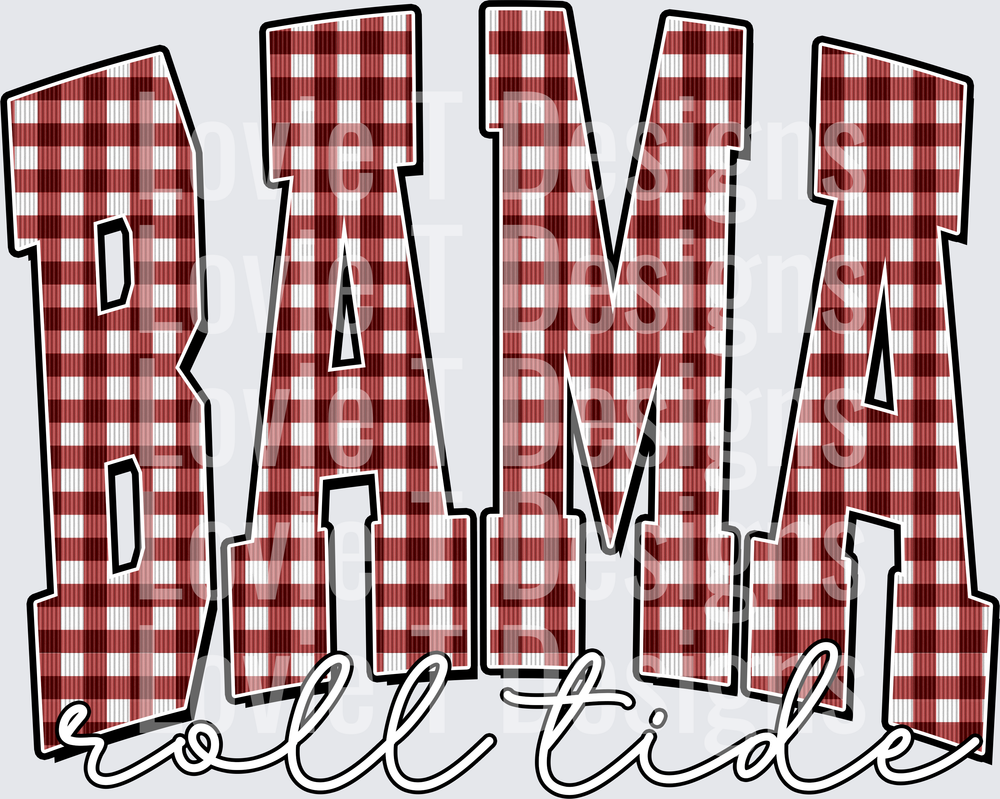 BAMA GINGHAM game day DTF transfer design