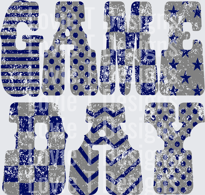 NAVY GREY GAME DAY DTF transfer design