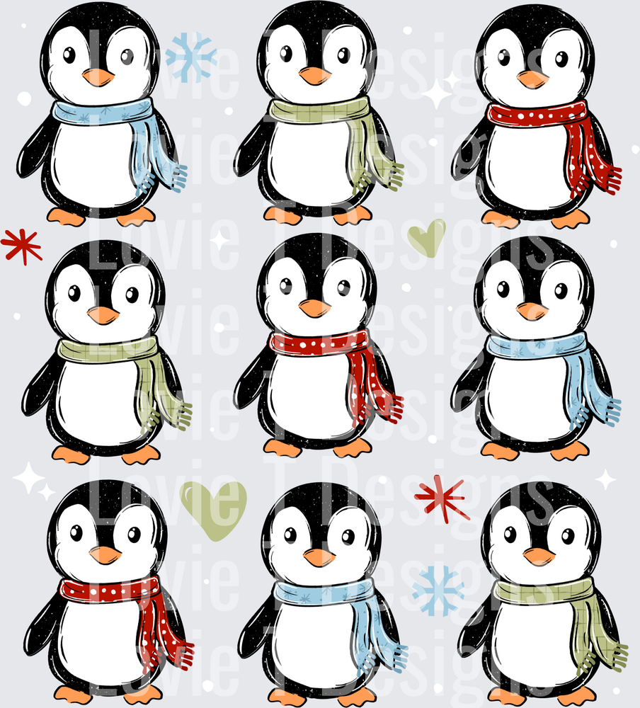 Penguin Grid DTF transfer design