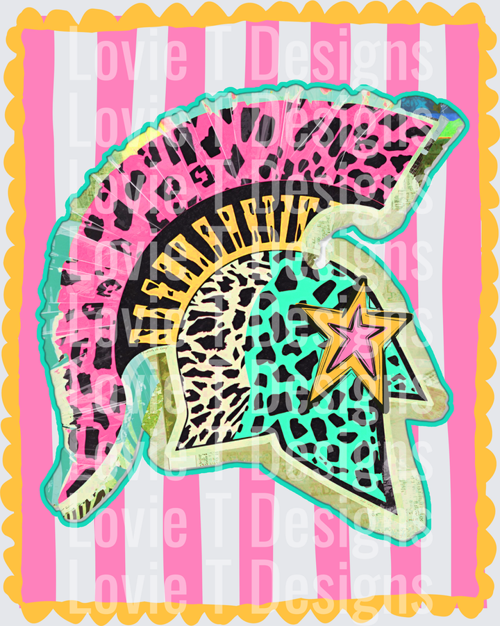 PREPPY MASCOT STRIPES TROJANS mascot DTF transfer design