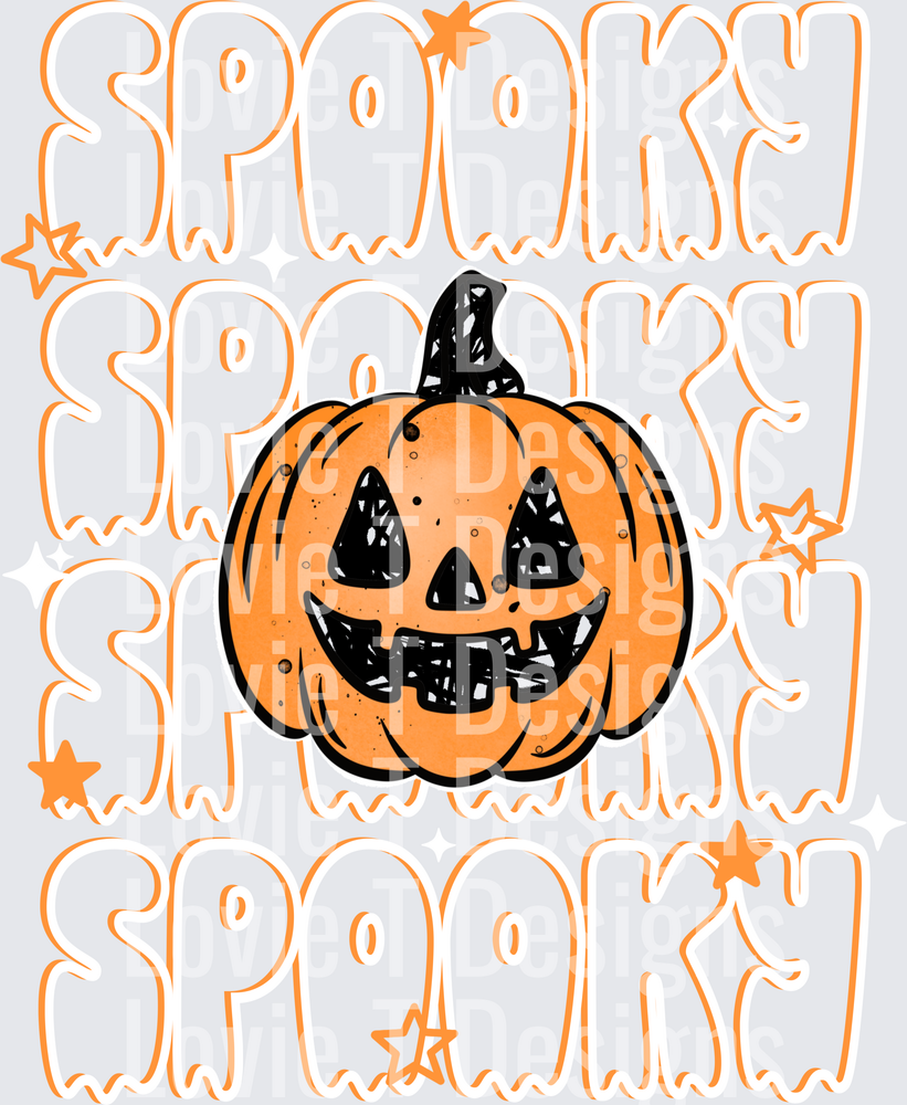 Triple Spooky Pumpkin White Halloween DTF transfer design
