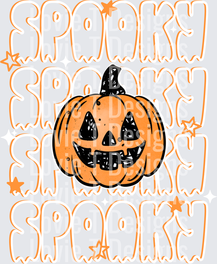 Triple Spooky Pumpkin White Halloween DTF transfer design
