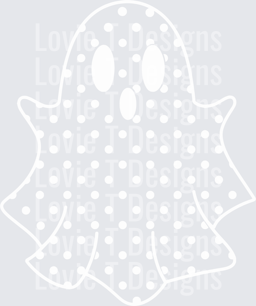 Polka Dot Transparent Ghost White Halloween DTF transfer design