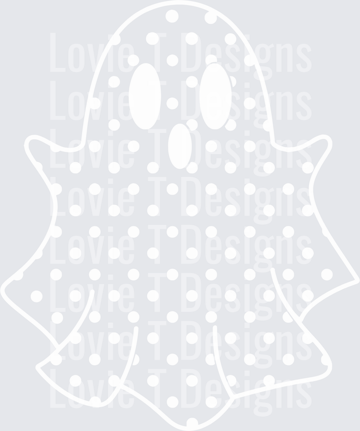 Polka Dot Transparent Ghost White Halloween DTF transfer design