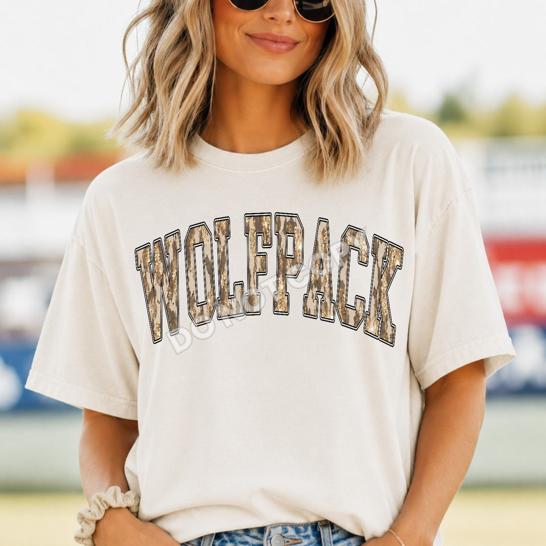Wolfpack Camo Leopard mascot DTF transfer