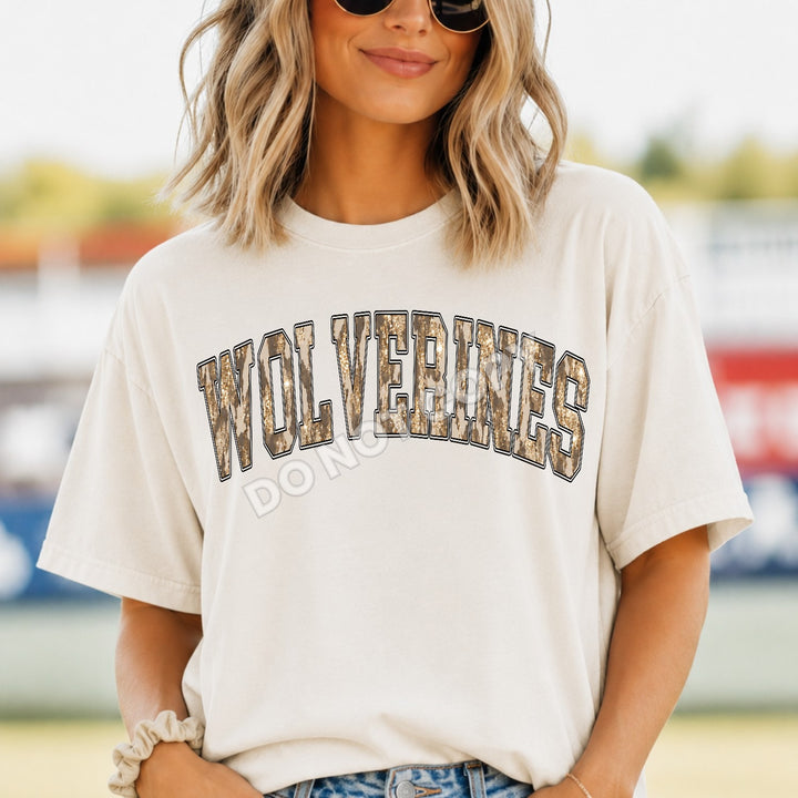 Wolverines Camo Leopard mascot DTF transfer
