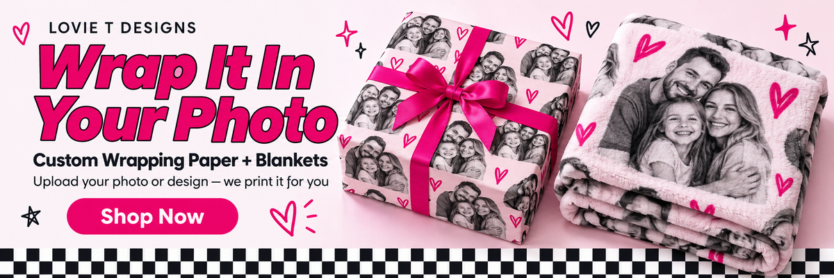Wrap It In Your Photo – custom wrapping paper and blankets from Lovie T Designs