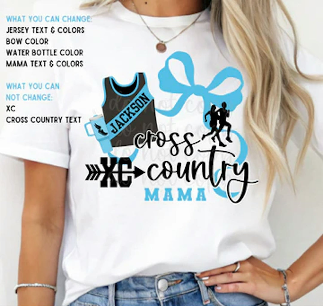 Cross Country Mama customizable DTF transfer mockup