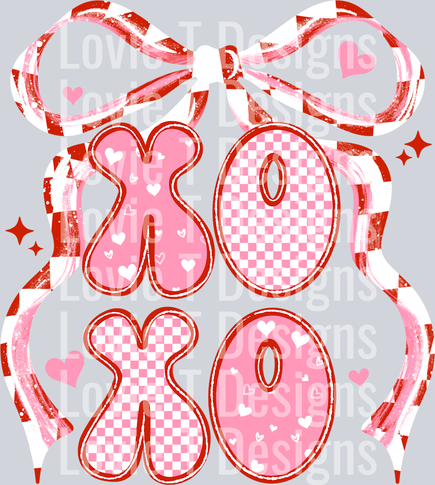 xoxo pink and red bow
