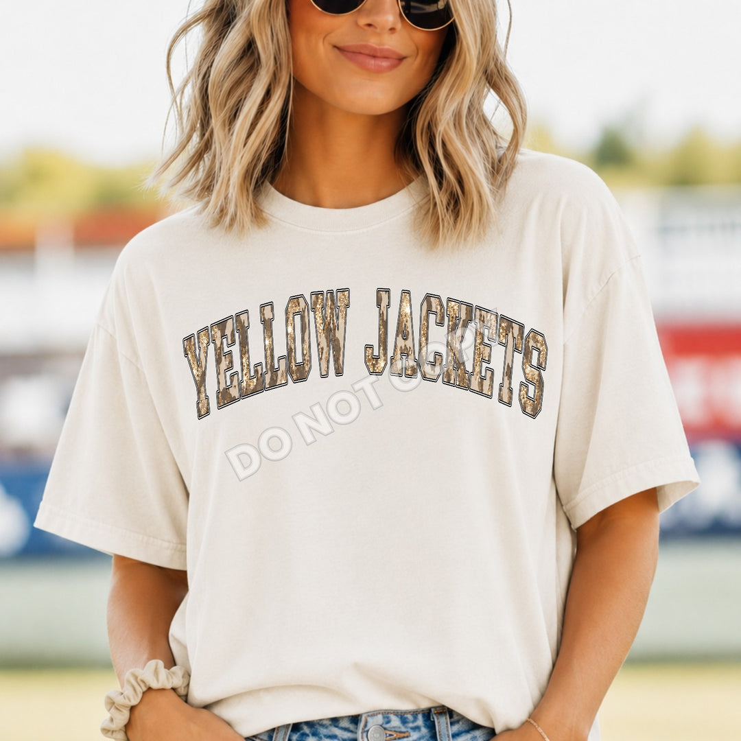 Yellow Jackets Camo Leopard mascot DTF transfer