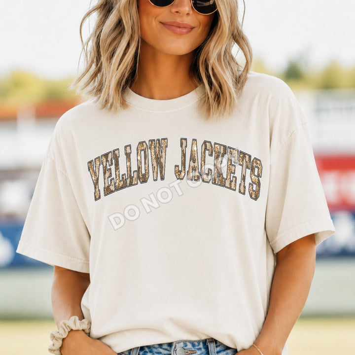 Yellow Jackets Camo Leopard mascot DTF transfer